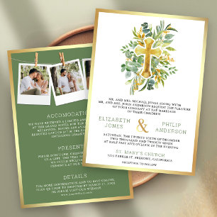 Invitation Mariage Catholique Tout en Un de Verdure d'Or