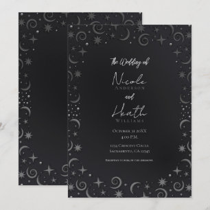 Invitation Mariage céleste argenté Whimsical Sky