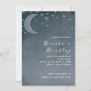 Invitation Mariage céleste croissant de lune sarcelle foncé