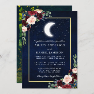 Invitation Mariage céleste Gold Moon Stars Photo