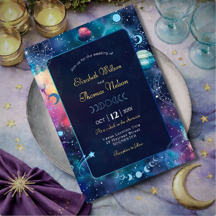 Invitation Mariage céleste moderne de phases lunaires de gala