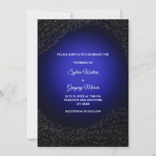 Invitation Mariage céleste Pleine lune et étoiles Bleu de min