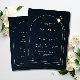 Invitation Mariage Céleste sous le Ciel Nocturne avec Arche É