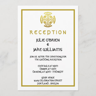 Invitation Mariage celtique Faux Gold Celtic Knot Cross