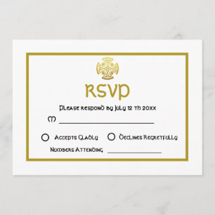 Invitation Mariage celtique Faux Gold Celtic Knot Cross RSVP
