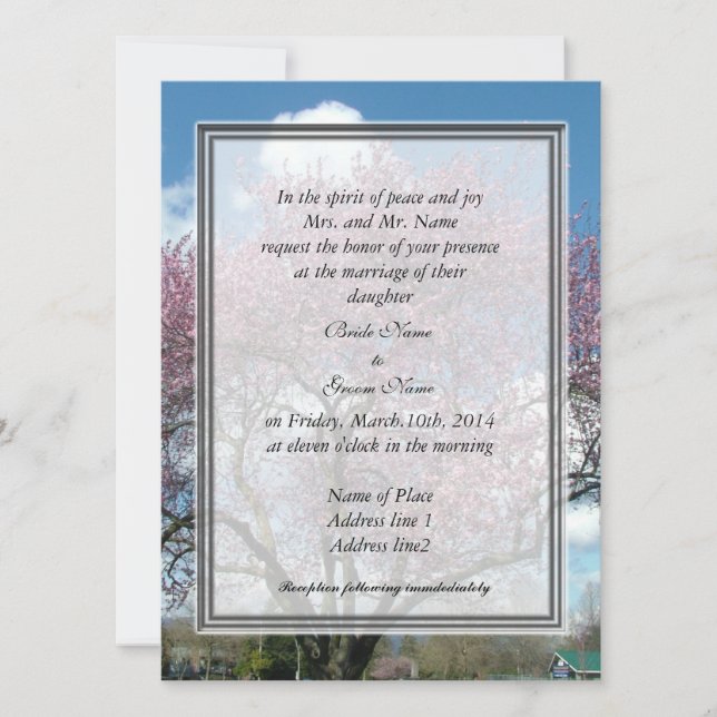 Invitation mariage, cerise d'invitation du parent de la marié (Devant)