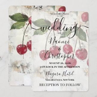 Invitation Mariage Cerises Rustique Vintage Personnalisé