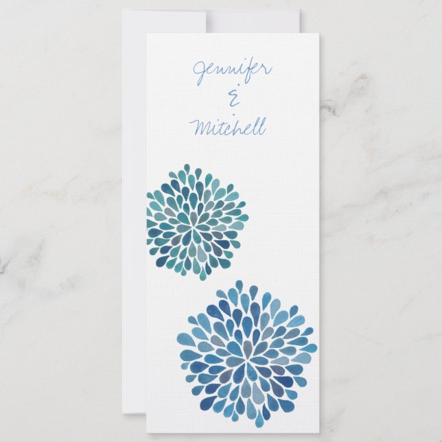 Invitation Mariage Cerulean Blue Flower (Devant)