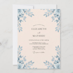 Invitation Mariage Champagne Ciel Feuillage Eucalyptus