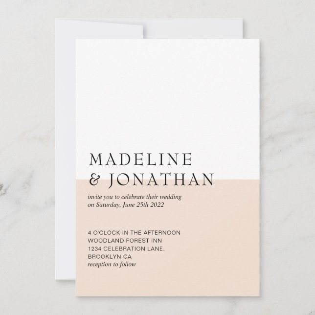 Invitation Mariage Champagne classique simple en couleur (Devant)