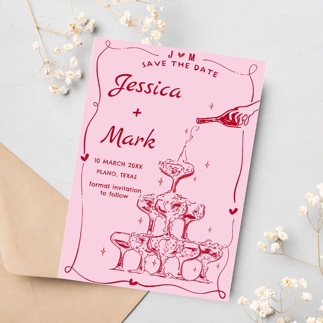 Invitation Mariage Champagne Dessiné À La Main Drôle Sauvegar (Créateur téléchargé)
