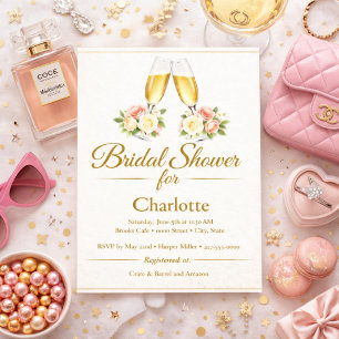 Invitation Mariage Champagne et Roses 