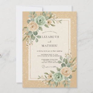 Invitation Mariage Champagne Renoncule Eucalyptus