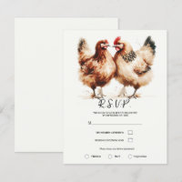 Mariage Champêtre à l'Aquarelle Poulets Bruns