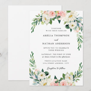 Invitation Mariage Champêtre à l'Arche Florale Rose
