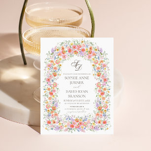 Invitation Mariage Champêtre Arc Floral Aquarelle