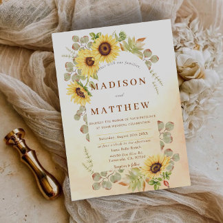 Invitation Mariage Champêtre au Soleil avec des Tournesols