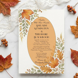 Invitation Mariage Champêtre Automnal Couleurs Romantiques de