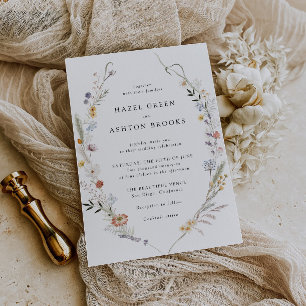 Invitation Mariage Champêtre aux Fleurs Sauvages
