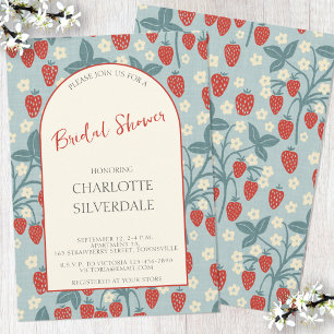 Invitation Mariage Champêtre aux Fraises des Bois Vintage