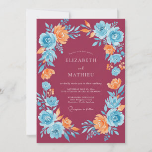 Invitation Mariage Champêtre aux Pêches de Bourgogne