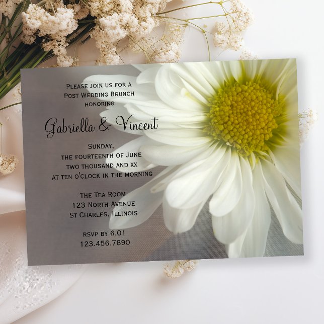 Invitation Mariage champêtre avec des marguerites blanches su (Créateur téléchargé)