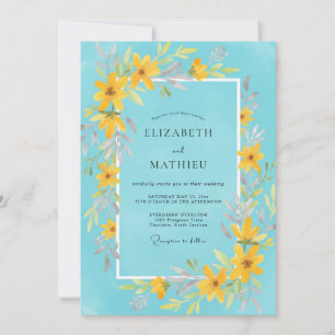 Invitation Mariage Champêtre avec Fleurs Sauvages de Souci Ce