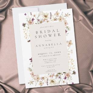 Invitation Mariage champêtre blanc floral fantaisiste Shower