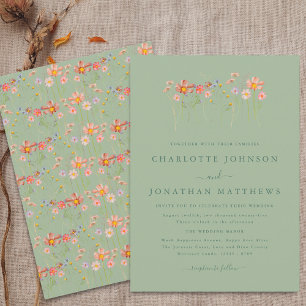 Invitation Mariage Champêtre Bohème aux Fleurs Sauvages de Co