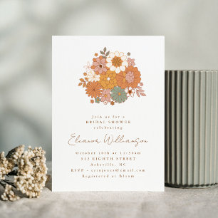 Invitation Mariage Champêtre Bohème Floral Terracotta Simple