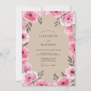 Invitation Mariage Champêtre Charmant Magenta