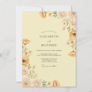 Invitation Mariage champêtre coquelicot ambre