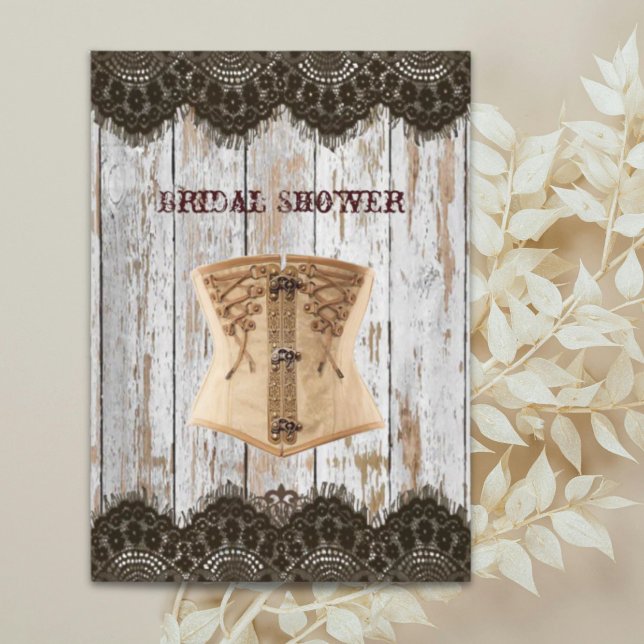 Invitation Mariage champêtre corset steampunk enterrement de  (Western country corset steampunk bridal shower invitation)