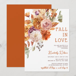 Invitation Mariage champêtre d'automne Tomber en amour Salle