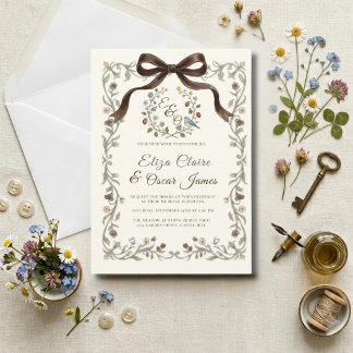 Invitation Mariage Champêtre de Fleurs Sauvages Coquette