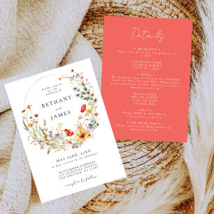 Invitation Mariage Champêtre de Fleurs Sauvages en Une Seule 