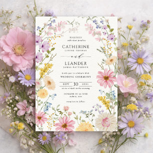 Invitation Mariage Champêtre de Printemps aux Fleurs Sauvages