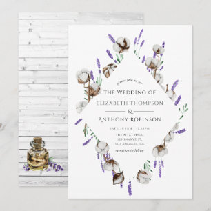 Invitation Mariage champêtre de style aquarelle rustique en c