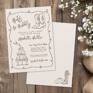 Invitation Mariage champêtre dessiné à la main