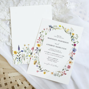 Invitation Mariage Champêtre Élégant de Prairie de Fleurs Sau