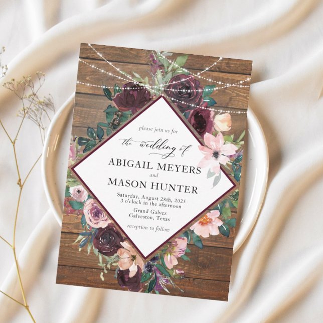 Invitation Mariage Champêtre en aquarelle de Bourgogne avec m (Créateur téléchargé)