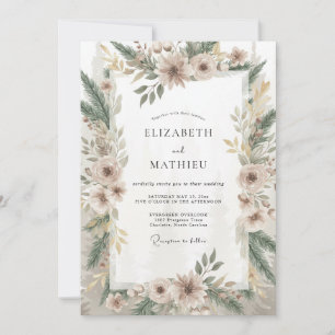 Invitation Mariage Champêtre en Bois de Pin Champagne