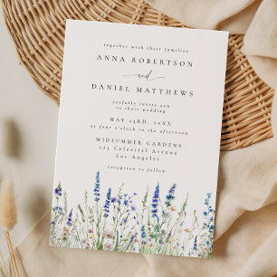 Invitation Mariage Champêtre et Fantaisiste dans une Prairie 