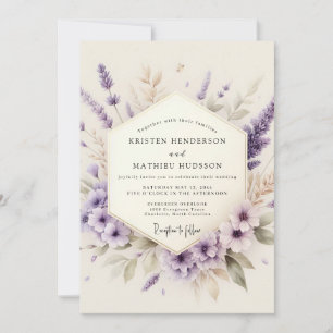 Invitation Mariage Champêtre Éthéré au Lavande