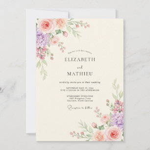 Invitation Mariage Champêtre Éthéré aux Pêches