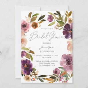 Invitation Mariage champêtre : Fleurs roses et violettes