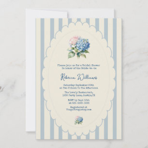 Invitation Mariage champêtre français avec hydrangea bleu