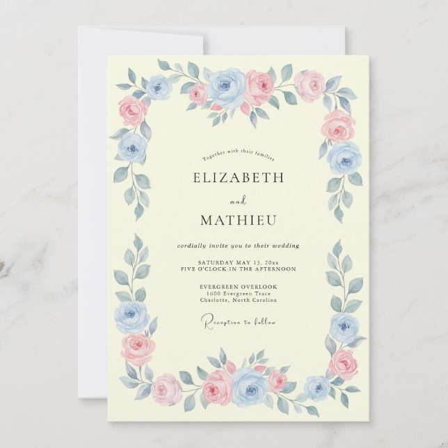 Invitation Mariage Champêtre Gagnant Ciel Bleu (Devant)