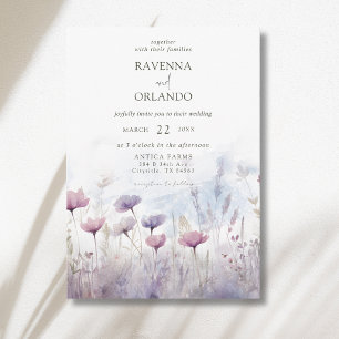 Invitation Mariage Champêtre hivernal aux fleurs sauvages Vin
