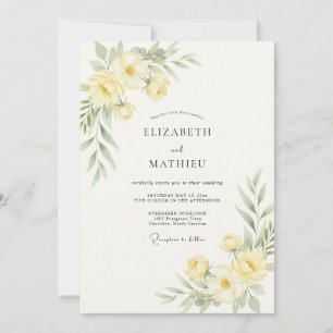 Invitation Mariage Champêtre Jaune Pastel